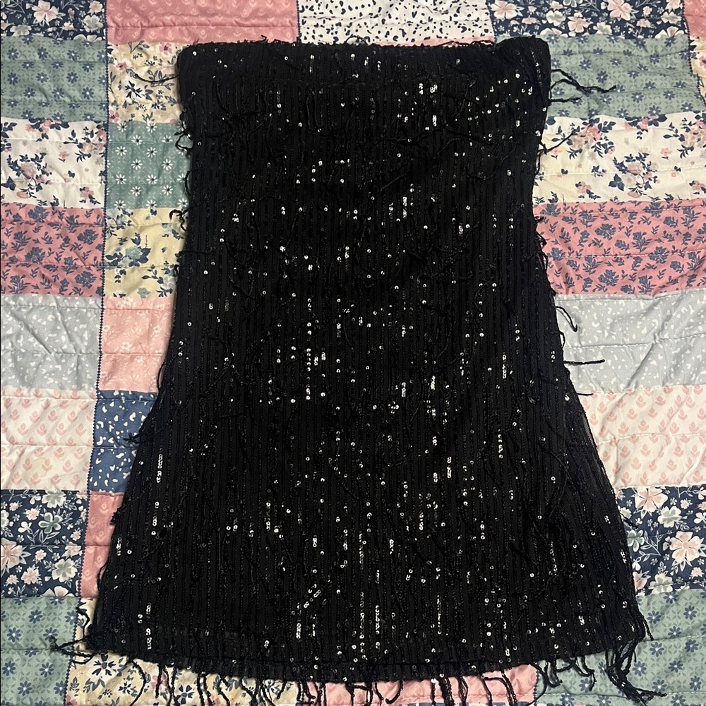 Wild Fable Black Sequin Strapless Dress